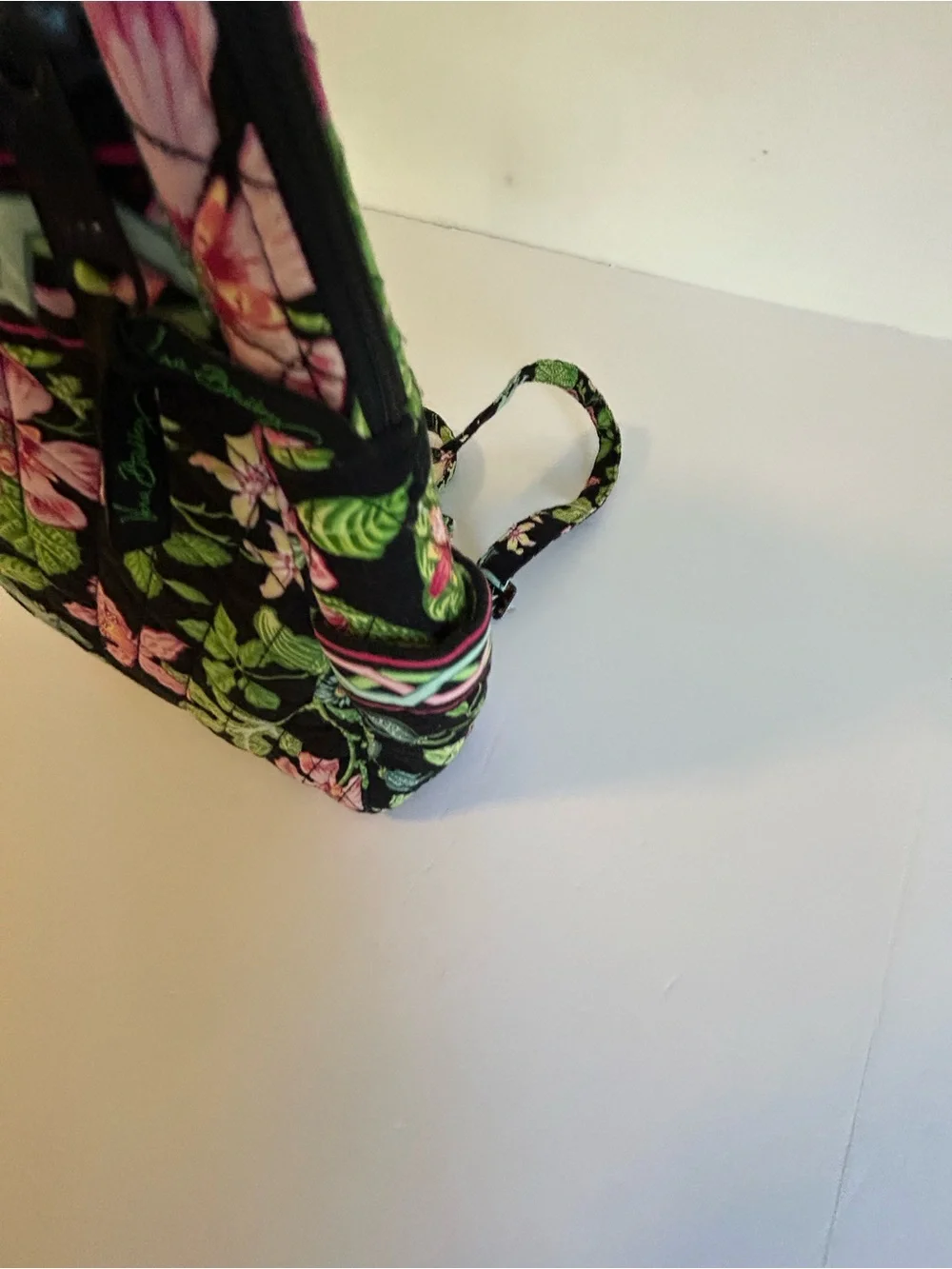 Vera Bradley Quilted Floral Backpack in Pink and Green
